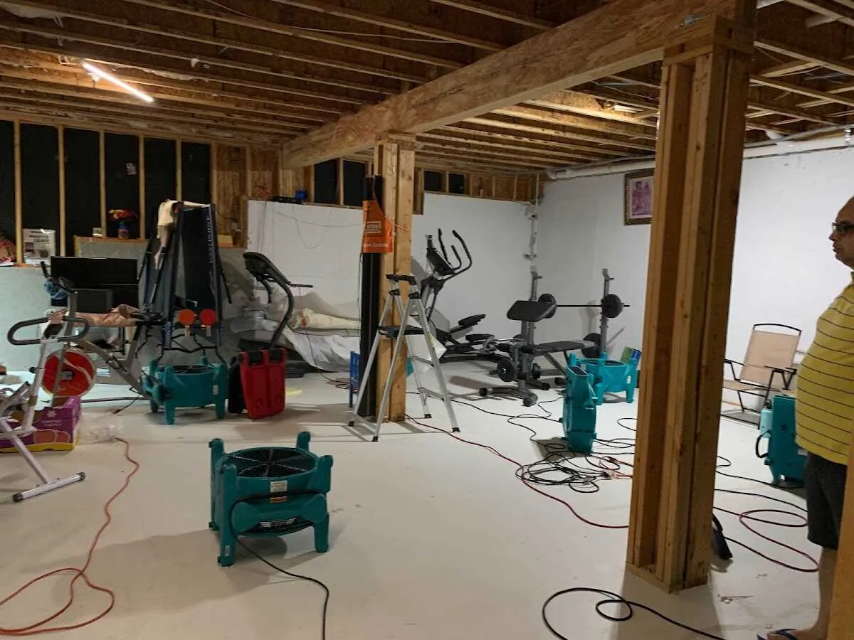 Basement drying equipment setup for Contents Cleaning & Restoration in Oroville